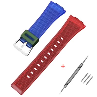 Ремешок для Casio G-Shock GA-100/110 Transl-Red-Blue SI