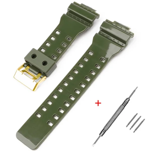 Ремешок для Casio G-Shock GA-100/110/120 Army Green-Glossy GD фото 1
