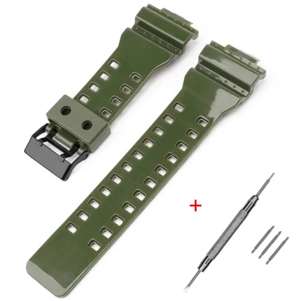 Ремешок для Casio G-Shock GA-100/110/120 Army Green-Glossy BK фото 1