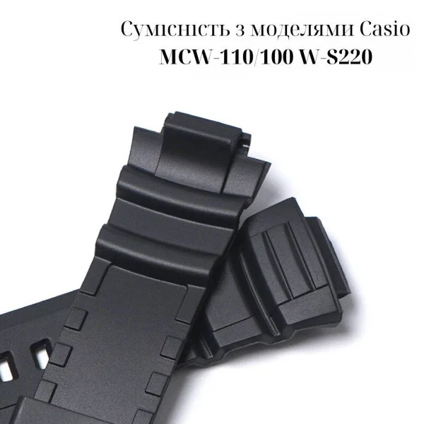 Ремешок для Casio G-Shock MCW-100H/110H, AE-2000/2100 W-S220, HDD-S100, WV-200 Red Black фото 3