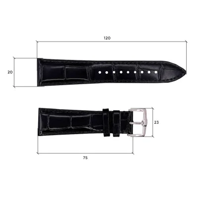 Шкіряний ремінець Premium 20х18 мм. Black