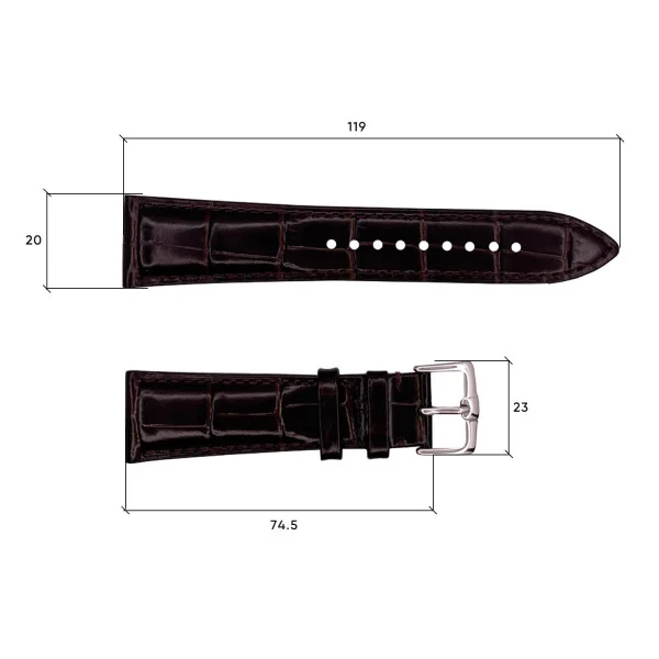 Шкіряний ремінець Premium 20х18 мм. Brown фото 4