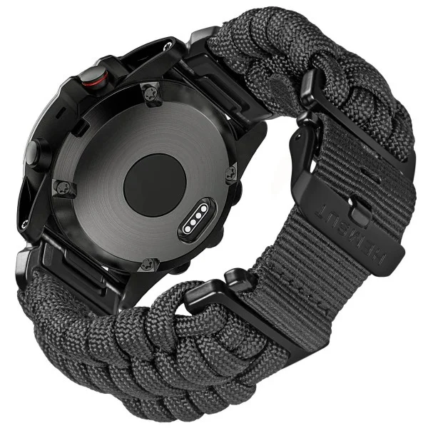 Ремінець для годинника Hemsut HGA145 Rugged Paracord Garmin Black 22 mm фото 1