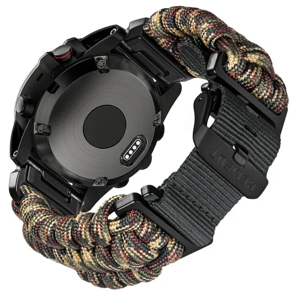 Ремінець для годинника Hemsut HGA145 Rugged Paracord Garmin Camo Green 22 mm фото 1