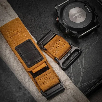 Ремешок для часов Hemsut HGA143 Suede Leather Garmin Whisky 22 mm