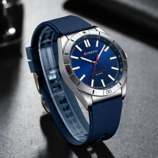 Мужские часы Curren 8449 Silver-Blue фото 4