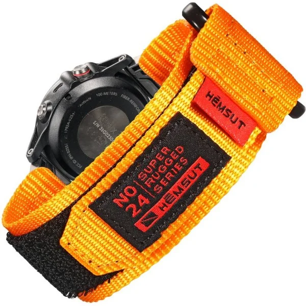 Ремінець для годинника Hemsut HS121 Super Strong Nylon Garmin Orange 22 mm фото 1