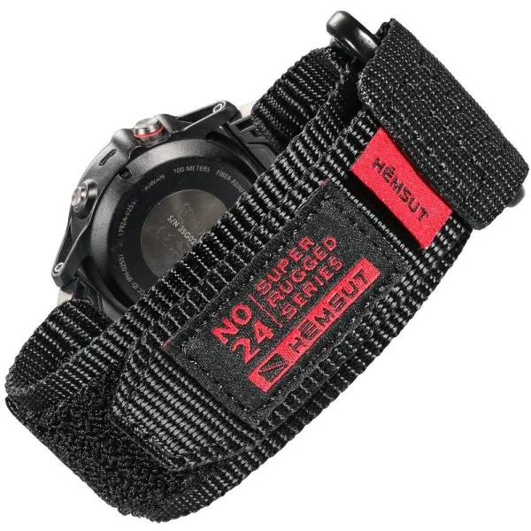 Ремінець для годинника Hemsut HS121 Super Strong Nylon Garmin Black 22 mm фото 1