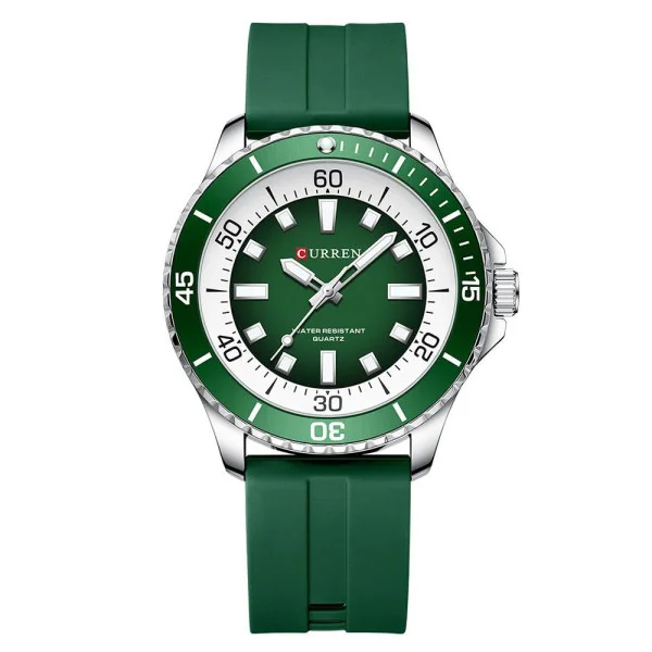 Чоловічий годинник Curren 8448 Silver-Green фото 1