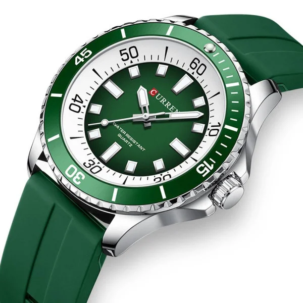 Чоловічий годинник Curren 8448 Silver-Green фото 3
