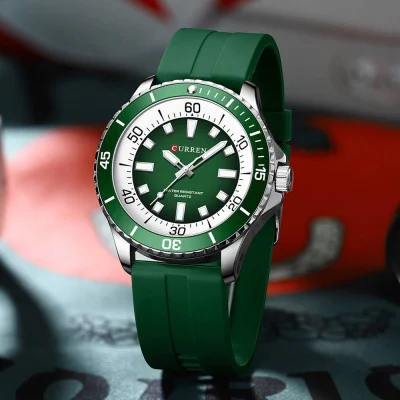 Чоловічий годинник Curren 8448 Silver-Green