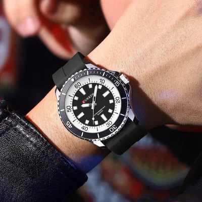 Мужские часы Curren 8448 Silver-Black
