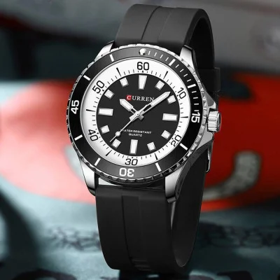 Мужские часы Curren 8448 Silver-Black