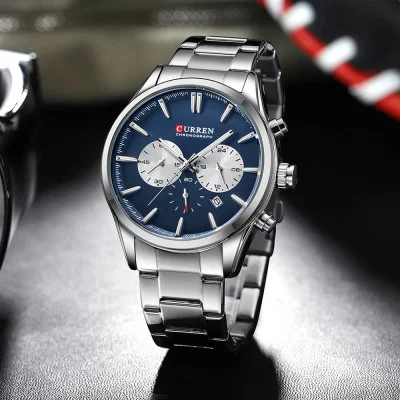 Чоловічий годинник Curren 8446 Silver-Blue