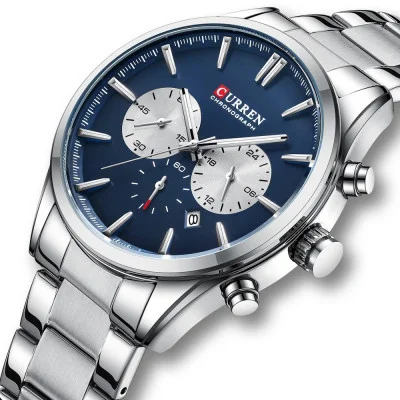 Чоловічий годинник Curren 8446 Silver-Blue