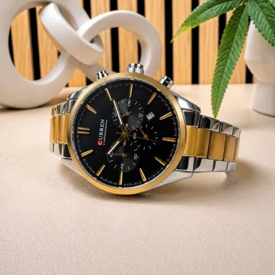 Мужские часы Curren 8446 Silver-Gold-Black