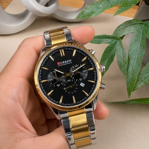 Чоловічий годинник Curren 8446 Silver-Gold-Black фото 8