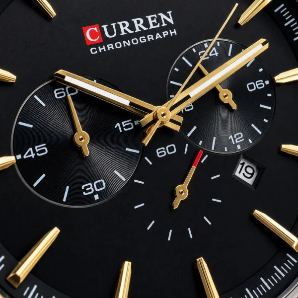Чоловічий годинник Curren 8446 Silver-Gold-Black фото 7