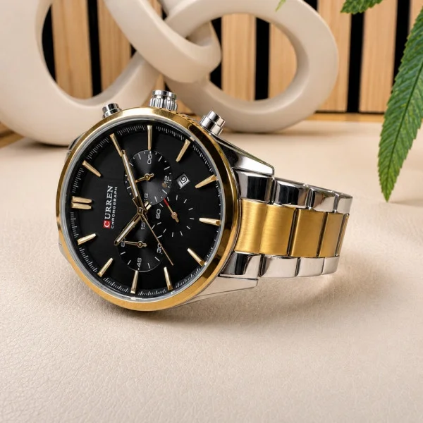 Чоловічий годинник Curren 8446 Silver-Gold-Black фото 6
