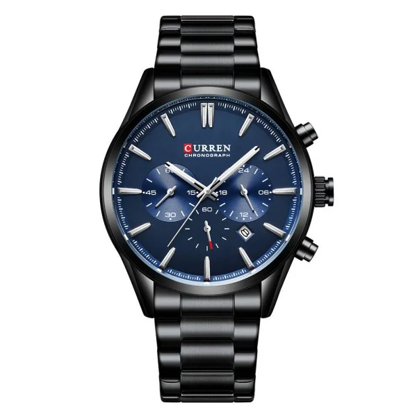Чоловічий годинник Curren 8446 Black-Blue фото 1