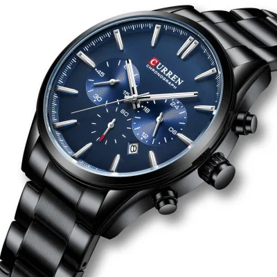 Чоловічий годинник Curren 8446 Black-Blue
