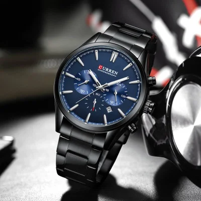 Чоловічий годинник Curren 8446 Black-Blue