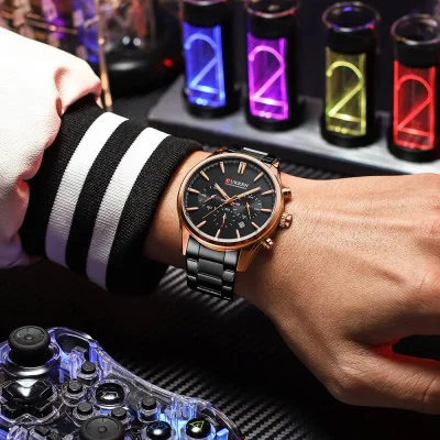 Чоловічий годинник Curren 8446 Rose Gold-Black