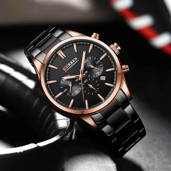 Чоловічий годинник Curren 8446 Rose Gold-Black фото 5