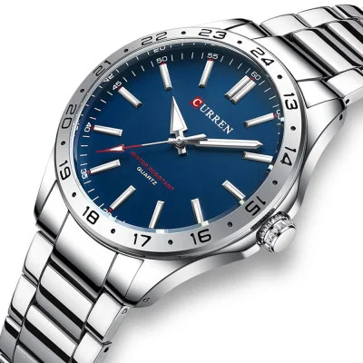 Мужские часы Curren 8452 Silver-Blue