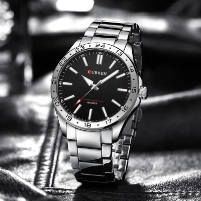 Мужские часы Curren 8452 Silver-Black
