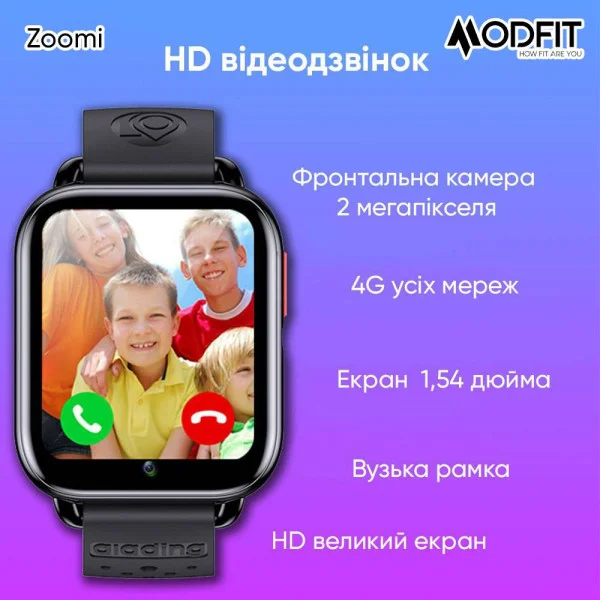 Розумний дитячий годинник Modfit Zoomi All Black фото 13