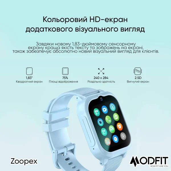Розумний дитячий годинник Modfit Zoopex Blue фото 16