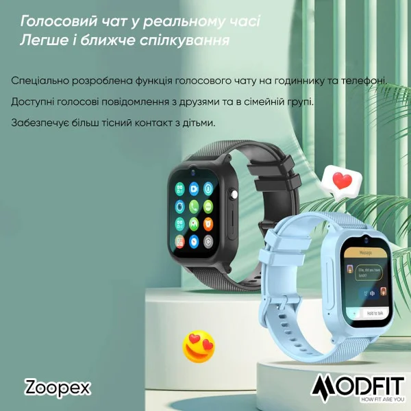 Розумний дитячий годинник Modfit Zoopex All Black фото 11