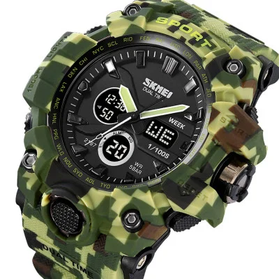 Мужские часы Skmei 2197CMGN Army Green Camouflage