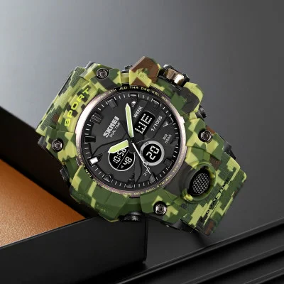 Мужские часы Skmei 2197CMGN Army Green Camouflage