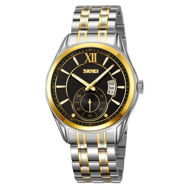 Чоловічий годинник Skmei 9319TGDBK Silver-Gold-Black фото 1