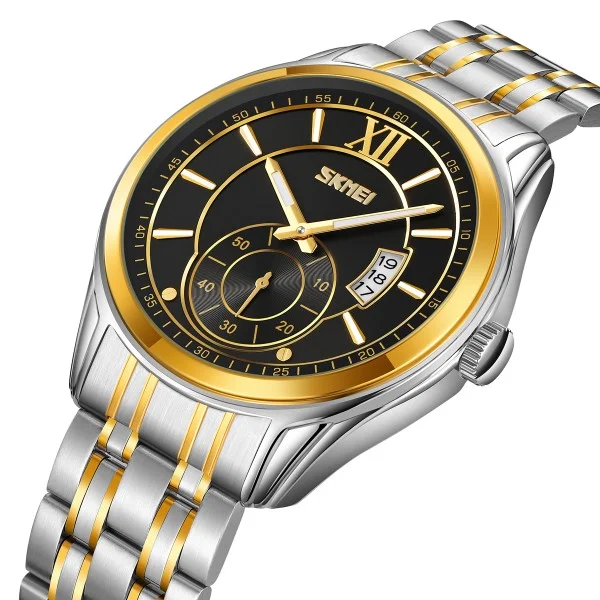 Чоловічий годинник Skmei 9319TGDBK Silver-Gold-Black фото 3