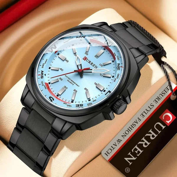 Чоловічий годинник Curren 8455 Black-Blue фото 5