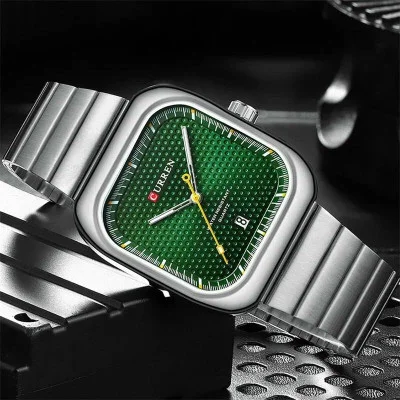 Мужские часы Curren 8460 Silver-Green