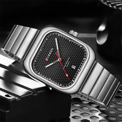 Мужские часы Curren 8460 Silver-Black