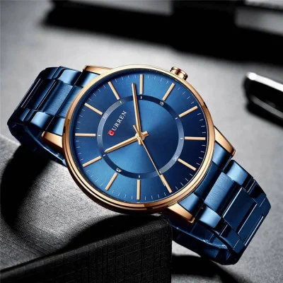 Чоловічий годинник Curren 8385 Blue-Gold