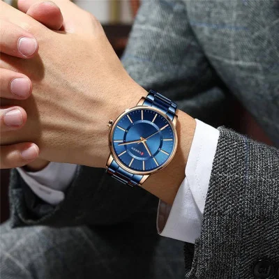 Чоловічий годинник Curren 8385 Blue-Gold