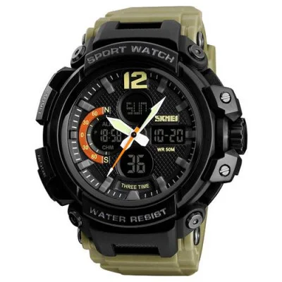 Чоловічий годинник Skmei 1343 Black-Khaki Wristband