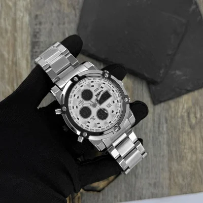 Чоловічий годинник Skmei 1389SI Silver-Black-Silver
