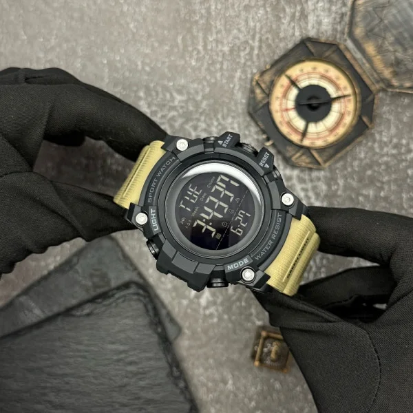 Чоловічий годинник Skmei 1384 Black-Khaki Wrisband фото 4