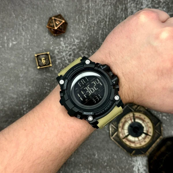 Чоловічий годинник Skmei 1384 Black-Khaki Wrisband фото 3