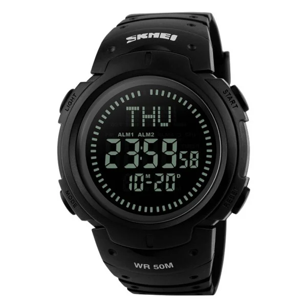 Чоловічий годинник Skmei 1231BK All Black Smart Watch + Compass фото 1