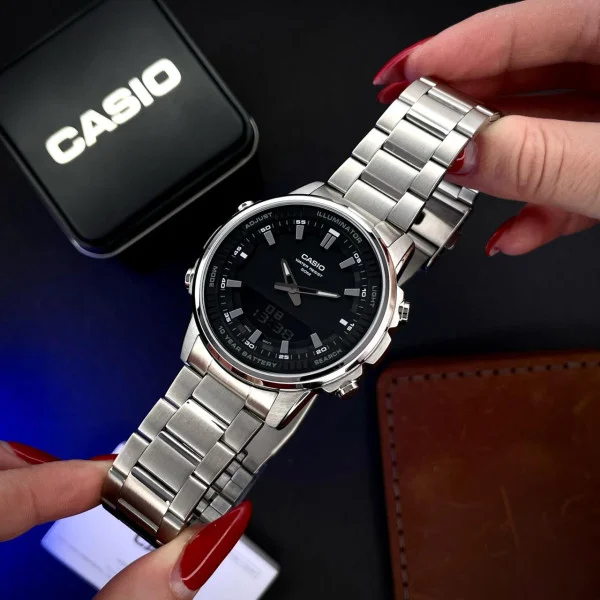Класичний Чоловічий годинник Casio AMW-880D-1A стальний, водонепроникний, Японія фото 6