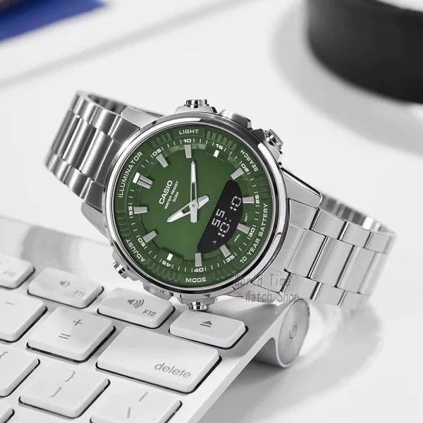 Мужские часы Casio AMW-880D-3A стальные, водонепроницаемые, Япония. фото 4