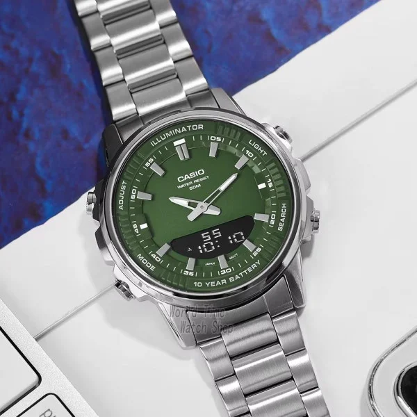 Мужские часы Casio AMW-880D-3A стальные, водонепроницаемые, Япония. фото 5